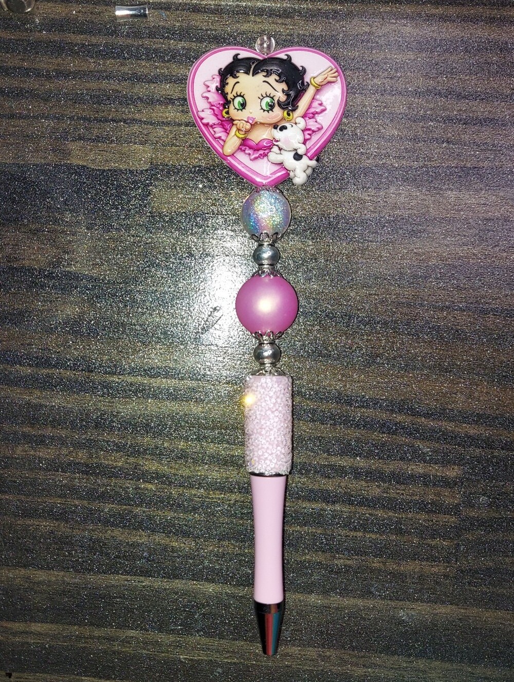 Betty Boop Pink Heart Beaded  Pen